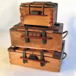 Stacked Luggage - oak, walnut and various hardwoods leather and copper - 20x14x24
